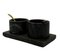 Italian Salt and Pepper Set with Tray in Black Marble, 1960s 3