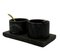 Italian Salt and Pepper Set with Tray in Black Marble, 1960s, Image 3