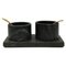 Italian Salt and Pepper Set with Tray in Black Marble, 1960s, Image 1