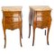Louis XV French Side Nightstands with Mable Top, 1920s, Set of 2 1