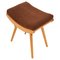 Mid-Century Wood & Fabric Stool, 1985, Image 1