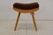 Mid-Century Wood & Fabric Stool, 1985, Image 3