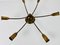 Lampadario Sputnik Mid-Century a sei braccia in ottone, anni '60, Immagine 3