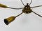 Lampadario Sputnik Mid-Century a sei braccia in ottone, anni '60, Immagine 5