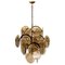 Italian Smoked Glass and Brass Chandelier in style of Vistosi, 1970s, Image 1