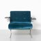 Vintage Sessel aus blauem Velours, 1970er 3