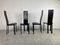 Chaises de Salle à Manger Vintage en Cuir Noir, 1980s, Set de 4 8