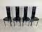 Vintage Black Leather Dining Chairs, 1980s, Set of 4 3