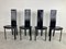 Chaises de Salle à Manger Vintage en Cuir Noir, 1980s, Set de 4 4