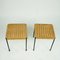 Mid-Century Austrian Black Steel and Wicker Side Tables attributed to Carl Auböck, 1950s, Set of 2, Image 2