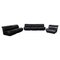 Mid-Century Modern Italian Modular Sofa in Black Leather by Doimo Salotti, 1970s, Set of 6, Image 1