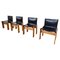 Monk Chairs in Black Leather by Afra and Tobia Scarpa for Molteni, 1970s, Set of 4 1