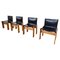 Monk Chairs in Black Leather by Afra and Tobia Scarpa for Molteni, 1970s, Set of 4, Image 1