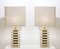 Mid-Century Modern Italian Table Lamps in Travertine and Brass, 1970s, Set of 2 10