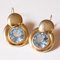 18 Karat Gold Earrings with Synthetic Blue Topaz, 1960s, Set of 2 3