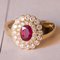 Anello in oro 18 carati con rubino e diamanti, anni '60, Immagine 2