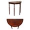 Vintage Demi Lune Console Table with Single Drawer in Flamed Hardwood, Image 1