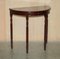 Vintage Demi Lune Console Table with Single Drawer in Flamed Hardwood 2