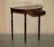 Vintage Demi Lune Console Table with Single Drawer in Flamed Hardwood 16