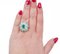 18 Karat White Gold Flower Ring with Emeralds and Diamonds, 1980s, Image 4