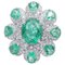 18 Karat White Gold Flower Ring with Emeralds and Diamonds, 1980s 1