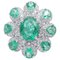 18 Karat White Gold Flower Ring with Emeralds and Diamonds, 1980s, Image 1