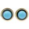 Boucles d'Oreilles en Or Jaune et Blanc 18 Carats avec Turquoise et Onyx, 1960s, Set de 2 1