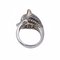 14 Karat Weißgold Ring Wolf mit Koralle und braunen Diamanten 2