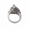 Bague Loup en Or Blanc 14 Carats avec Corail et Diamants Bruns 2