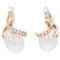 18 Karat Rose Gold Earrings with Pearls and Diamonds, Set of 2 1