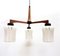 Lampe à Suspension Mid-Century en Teck avec Triple Abat-Jour en Céramique, Danemark 1