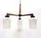 Mid-Century Danish Teak Triple Shade Ceramic Pendant Light 1