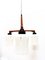 Mid-Century Danish Teak Triple Shade Ceramic Pendant Light 3