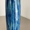 Blaue Fat Lava Vase mit Zickzackmuster von Scheurich, Deutschland, 1970er 13