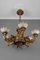 Large Carved Oak and Alabaster Chandelier, 1920s, Image 2