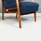 North European Armchairs in Blue Fabric and Beech, 1960s, Set of 2 14