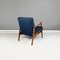 North European Armchairs in Blue Fabric and Beech, 1960s, Set of 2 5