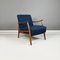 North European Armchairs in Blue Fabric and Beech, 1960s, Set of 2 2
