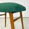 Italian Green Upholstered Poufs or Stools with Wooden Legs, 1960s, Set of 2 8