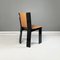 Italian Modern Black Lacquered Brown Leather Chairs Acerbis International, 1980s, Set of 4, Image 5