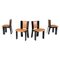 Italian Modern Black Lacquered Brown Leather Chairs Acerbis International, 1980s, Set of 4, Image 1