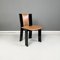 Italian Modern Black Lacquered Brown Leather Chairs Acerbis International, 1980s, Set of 4, Image 2