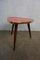 Tripod Flower Stool with Bright Red Resopal Plate, 1950s 3