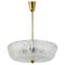 Mid-Century Brass & Textured Glass Chandelier attributed to J. T. Kalmar for Kalmar, Austria, 1950s, Image 1