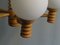 Space Age 5-Armed Wooden Chandelier with White Frosted Opaline Glass Spheres, 1960s 8