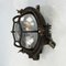 Black Cast Iron Circular Wall Light with Prismatic Glass 14