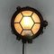 Black Cast Iron Circular Wall Light with Prismatic Glass 18