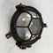 Black Cast Iron Circular Wall Light with Prismatic Glass 10