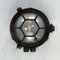 Black Cast Iron Circular Wall Light with Prismatic Glass 1