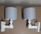 Vintage Wall Lights in White Painted Beech & Gray Fabric, 1970s, Set of 2 1